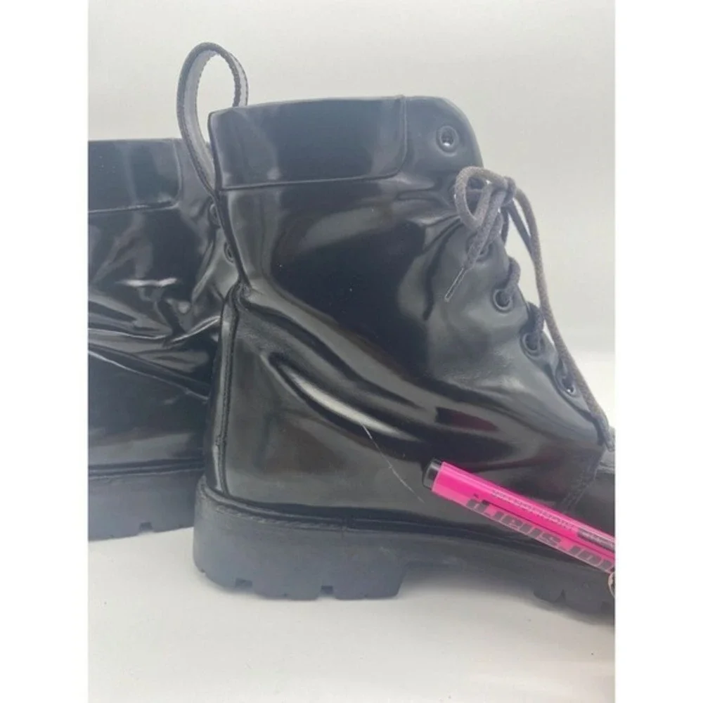 Gucci Mens Gorp Grunge Combat Boots 41.5 E US 8E Black Lug Sole Leather Lace Up